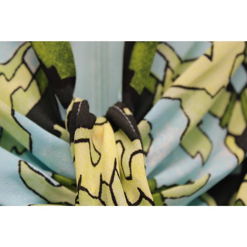 Cinq à Sept Midi Dress Damask Floral Tie Neck Ruched Size 8 - Picture 7 of 8